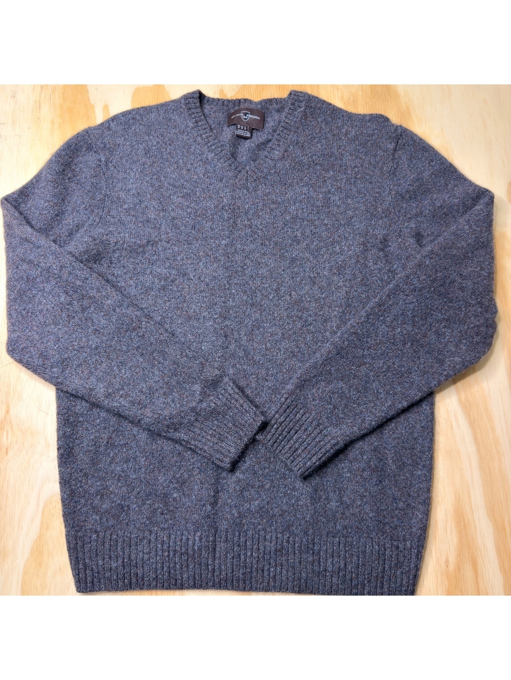 Black Brown 1826 Brown Speckled Lambswool V-Neck Sweater Size M